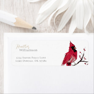 Watercolor Cardinal Return Address Label