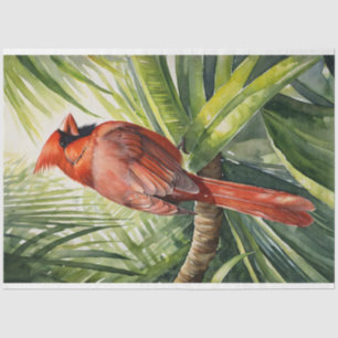 Watercolor Cardinal Tropical Tree Decoupage Tissue Paper