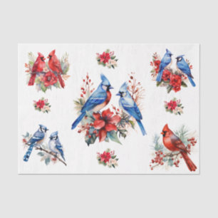 Watercolor Cardinals Blue Birds Elements Decoupage Tissue Paper