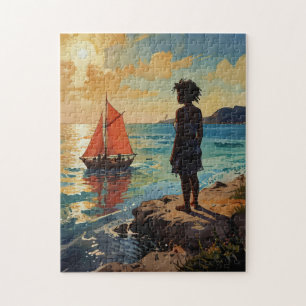 Watercolor Caribbean Beach Puzzle Tropical Jigsaw