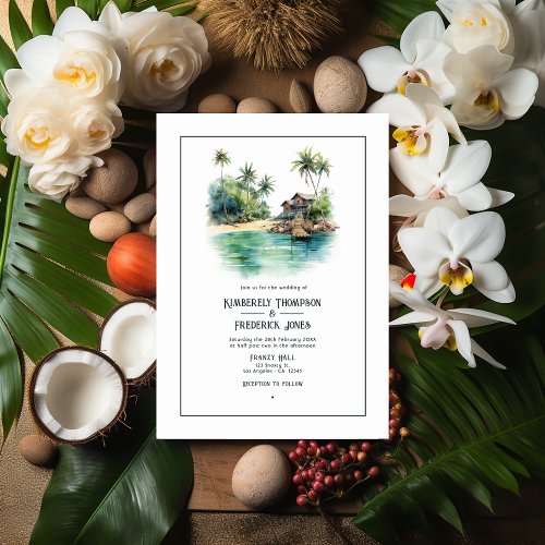 Watercolor Caribbean Destination Wedding Invitation