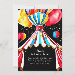 Watercolor Carnival Circus 1st Birthday Invitation