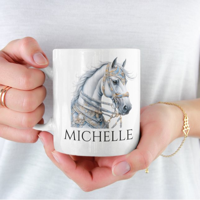 Watercolor Carousel Horse Monogram Personalized  Coffee Mug (Creator Uploaded)