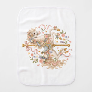 Watercolor Carousel Horse Parisian Fairytale Baby Burp Cloth