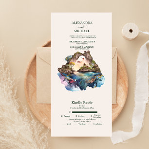 Watercolor Carraibean Destination Wedding All In O All In One Invitation