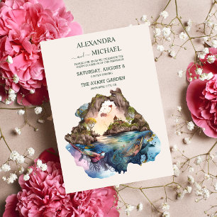 Watercolor Carraibean Destination Wedding Invitati Invitation