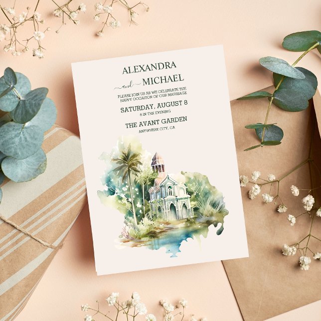Watercolor Carraibean Destination Wedding Invitation (Creator Uploaded)