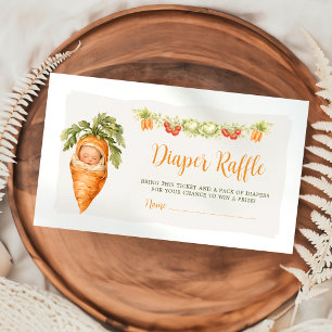 Watercolor Carrot Baby Diaper Raffle Locally Grown Enclosure Card