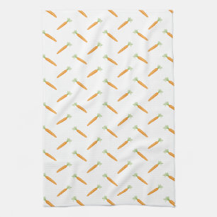Watercolor Carrot Vegetable Pattern Kitchen Towel
