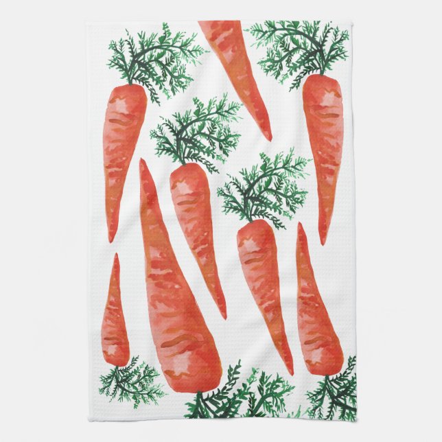 Watercolor carrots collection kitchen towel (Vertical)