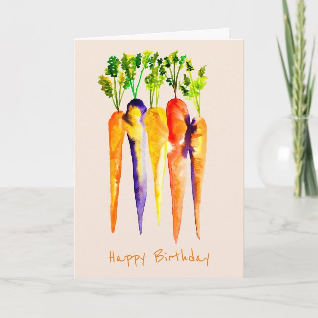 Watercolor carrots colorful food art card (Front)
