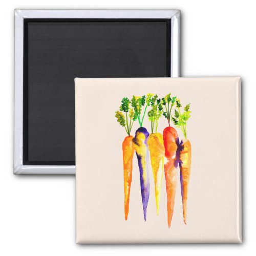 Watercolor carrots colorful food art magnet