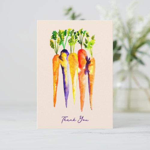 Watercolor carrots colorful food art note card