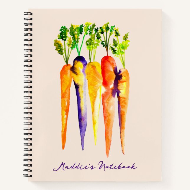 Watercolor carrots colorful food art notebook (Front)