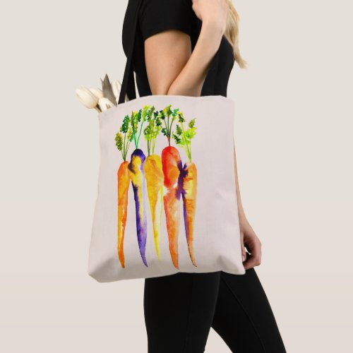 Watercolor carrots cute vegetables tote bag