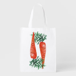 Watercolor Carrots Fresh Veggies Grocery Bag