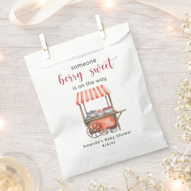Watercolor Cart Berries Baby shower Favor Bag (Clipped)