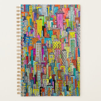 Watercolor Cartoon Cityscape Illustration Planner