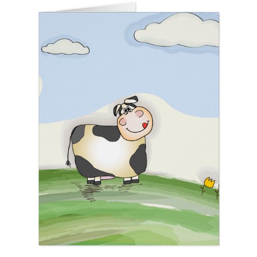 Watercolor Cartoon Cow Cards (Front)