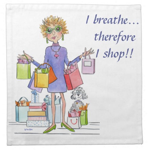 Watercolor Cartoon Woman Will Breathe and Shop Cloth Napkin