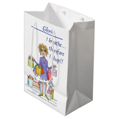 Watercolor Cartoon Woman Will Breathe and Shop Medium Gift Bag