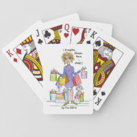 Watercolor Cartoon Woman Will Breathe and Shop Playing Cards