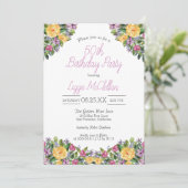 Watercolor Cascading Floral Bouquet Birthday Party Invitation (Standing Front)