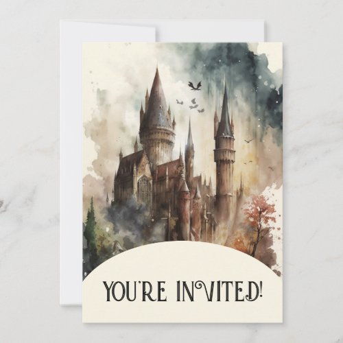 Watercolor Castle Artwork Birthday Invitation