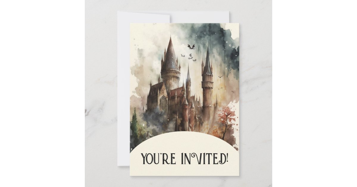 Magical Harry Potter and Hogwarts Birthday Invitation