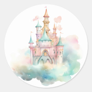 Watercolor Castle Classic Round Sticker