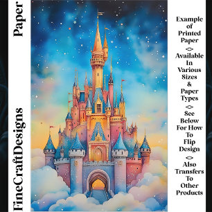 Watercolor Castle In Clouds CK1 Scrapbook Paper