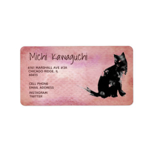 Watercolor Cat Address Instagram Twitter Return L Label