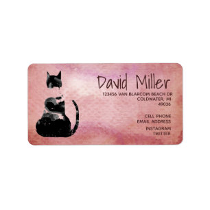 Watercolor Cat Address Instagram Twitter Return Label
