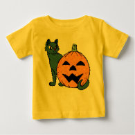 Watercolor Cat and Pumpkin Baby T-Shirt