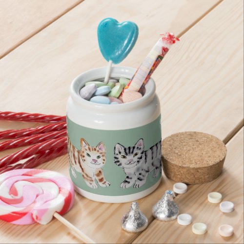 Watercolor Cat Art Cute Kitty Cat Treat Container Candy Jar