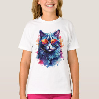 Watercolor Cat Art Print – Elegant Feline Design T-Shirt