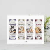Watercolor Cat Books and Coffee Bookmark (Standing Front)