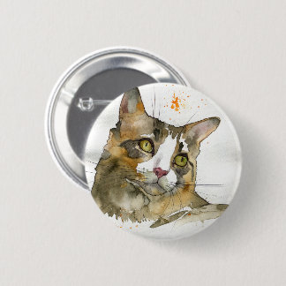 Watercolor Cat Button