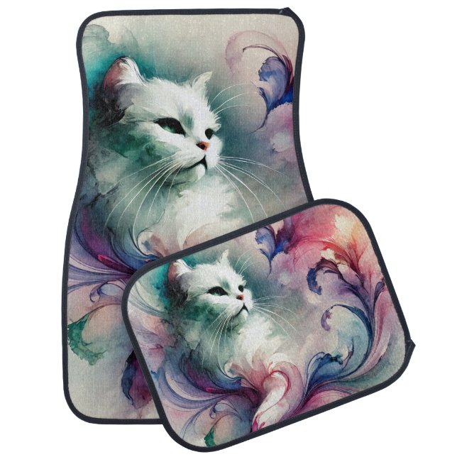 Watercolor Cat Car Floor Mat (Set)