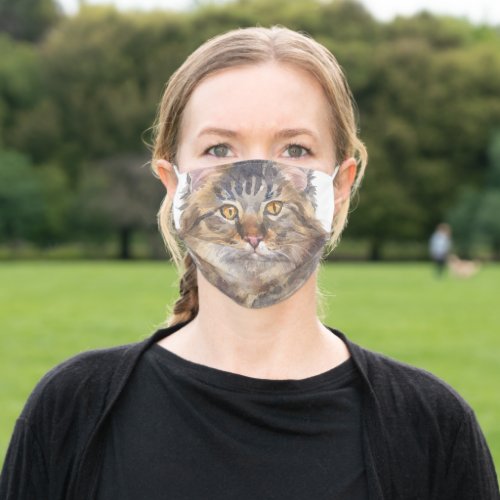 Watercolor Cat Face Personalized Adult Cloth Face Mask