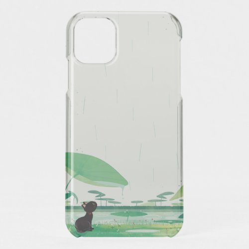 Watercolor Cat Frog In the Rain iPhone 11 Case