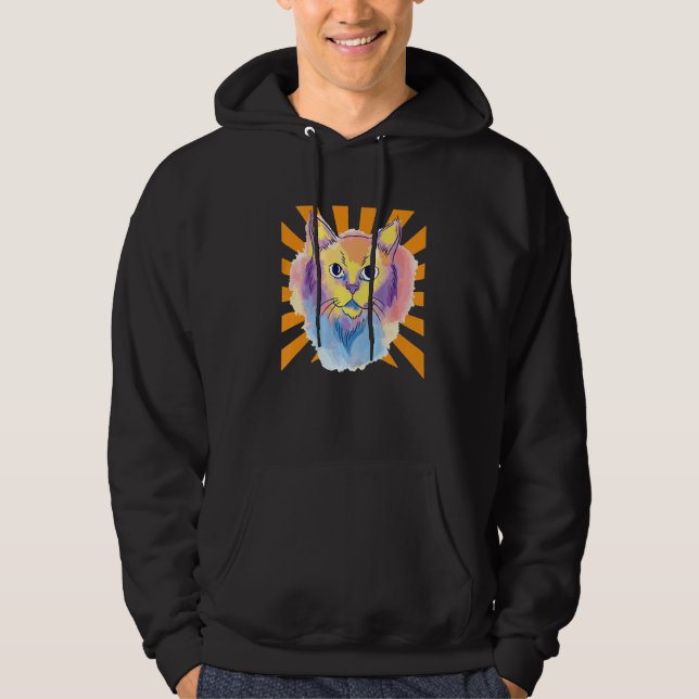 Watercolor Cat Hoodie (Front)