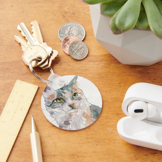 Watercolor Cat Keychain (Desk)