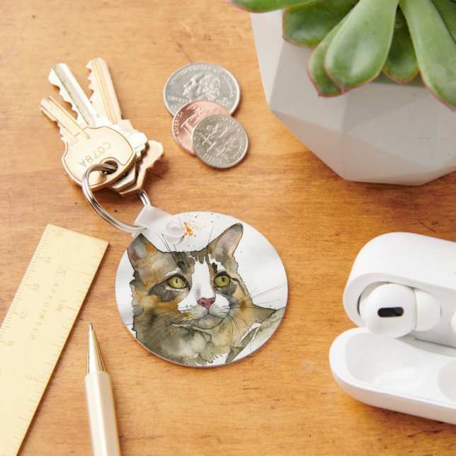 Watercolor Cat Keychain (Desk)