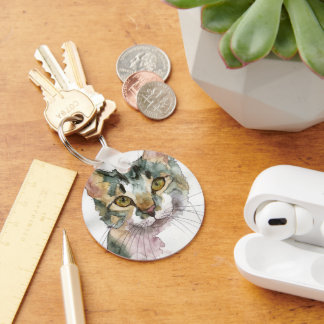 Watercolor Cat Keychain