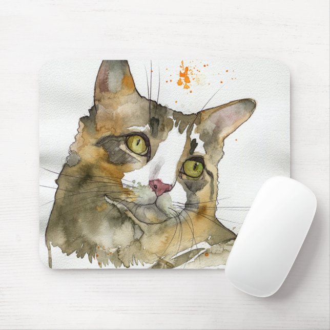 Watercolor Cat Mouse Pad (With Mouse)