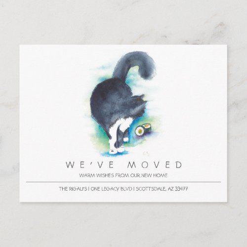 Watercolor Cat New Home Moving Announcement Postcard