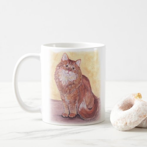 Watercolor Cat Orange Long Haired Animal Coffee Coffee Mug