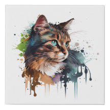 Watercolor Cat Painting