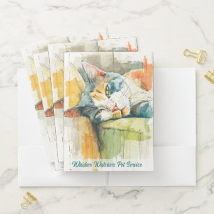 Watercolor Cat Pet Sitter Client Folder